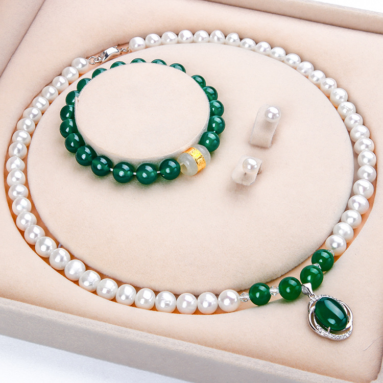 Mother's Day Gift, Natural Freshwater Pearl Necklace, Three-Piece Set of Pearls for Mom and Mother-In-Law