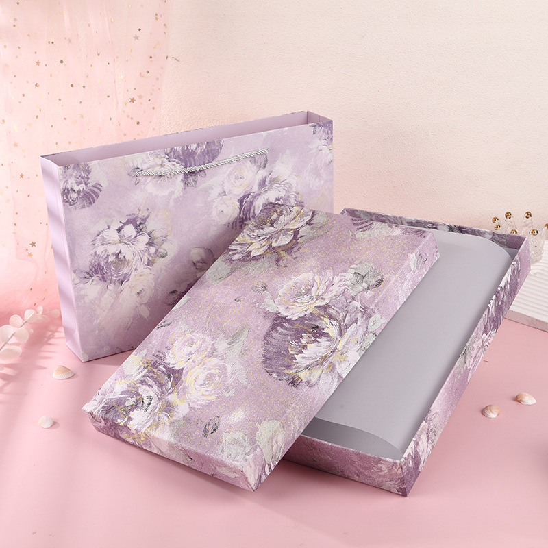 in stock scarf packaging box underwear shirt gift box empty box gift box heaven and earth lid gift box square scarf box