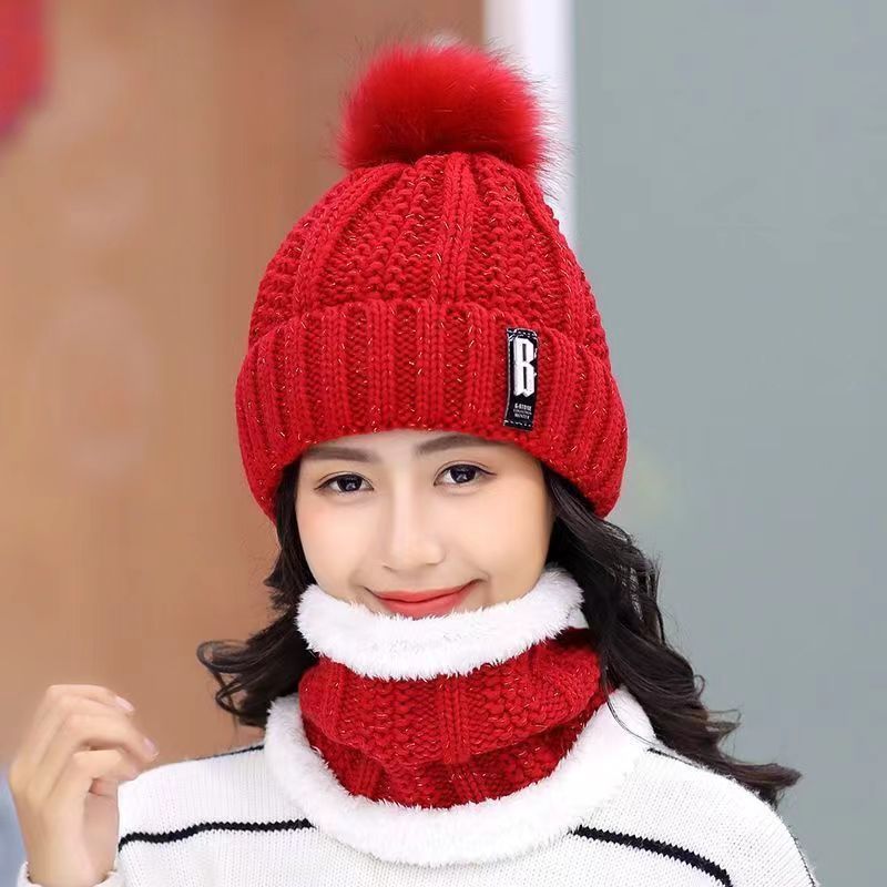 Picture of Hat Women's Autumn and Winter Velvet Thickeneded Korean Style Versatile Warm Cycling Women's Knitted Cold-Proof Hat Ear Protection Hat