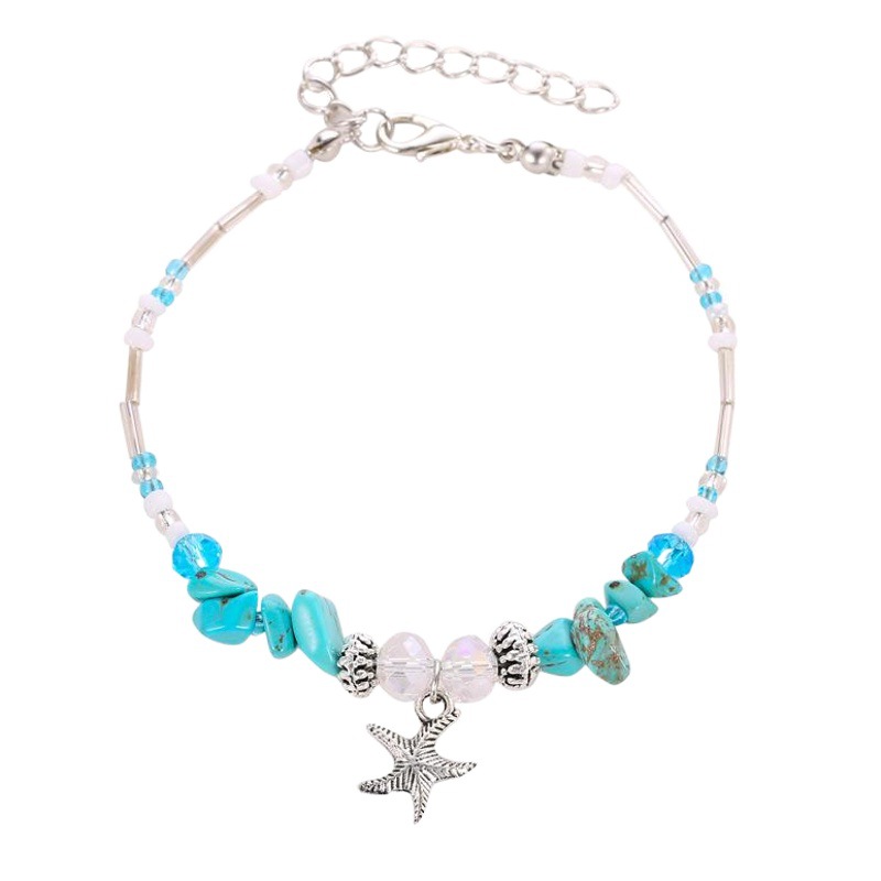 Personalized Cross-Border Shell Starfish Anklet Bohemian Turquoise Ocean Beach Jewelry Accessories for Women