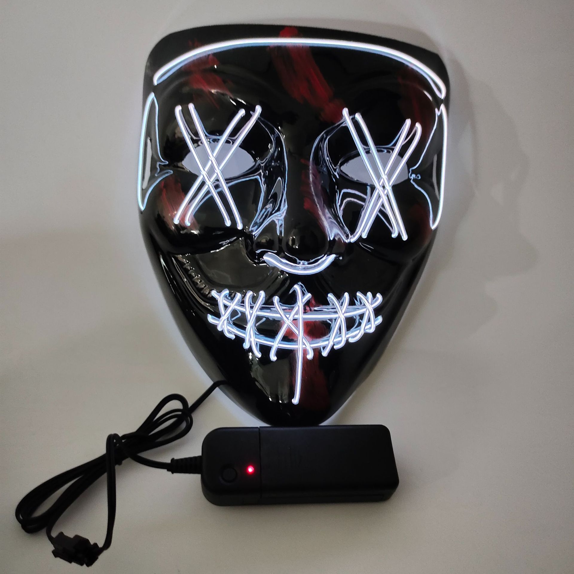 Picture of Spot Amazon Halloween Two-Color Mask El Cold Light Ktv Dance Party Scary Scary Mask Fluorescent