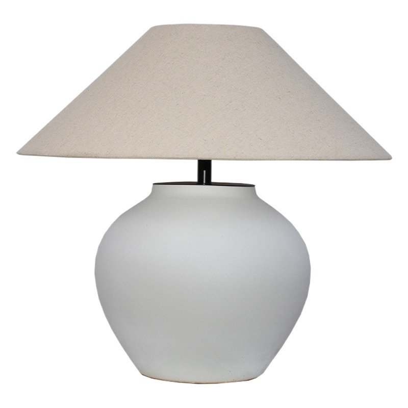 Japanese Wabi-Sabi Style Earthenware Table Lamp Chinese Style Coarse Ceramic Living Room Hotel B&B Designer Bedroom Bedside Lamp Decoration