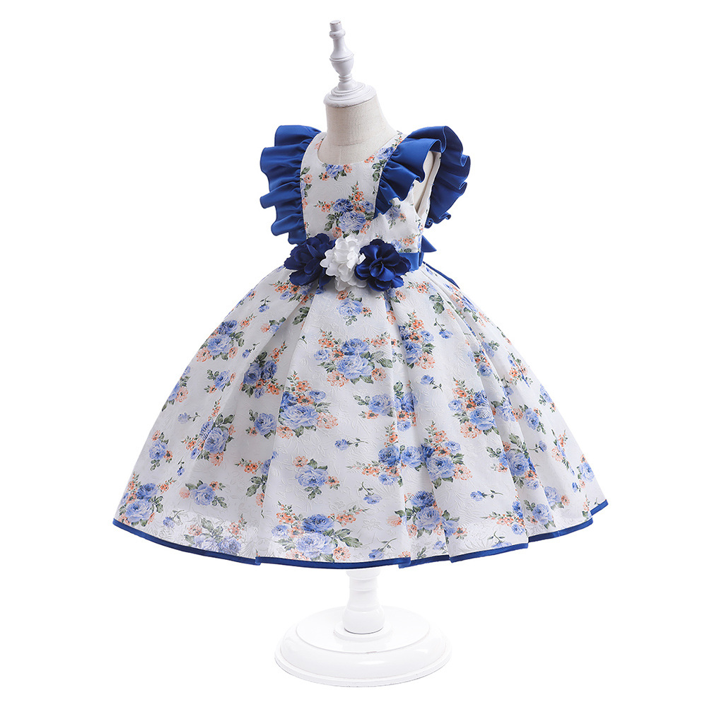 Picture of European and American Amazon Children's dress Floral Princess dress Wedding Flower Girl dress Children's Photography dress kids
