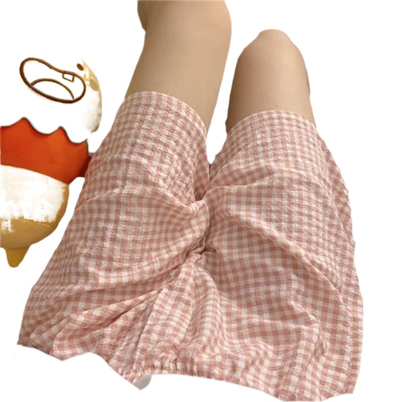 Pajama Pants Women's Summer Woven Bubble Cotton Zou Cloth Cute Cartoon Pants Shorts Outwear Girls' Walking Pants