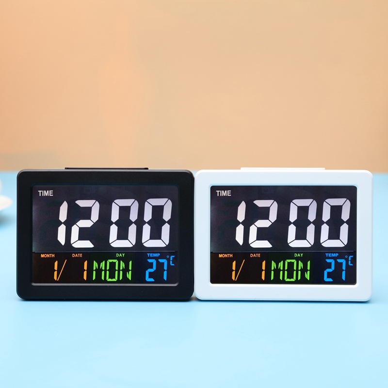Color large screen LCD electronic clock desk clock with temperature alarm clock student alarm clock G2000 redisplay
