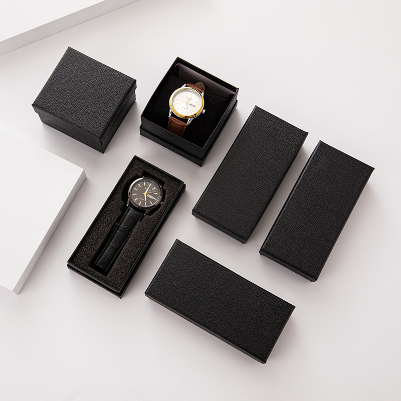 Fashion simple black watch box jewelry lid gift box creative holiday gift surprise box