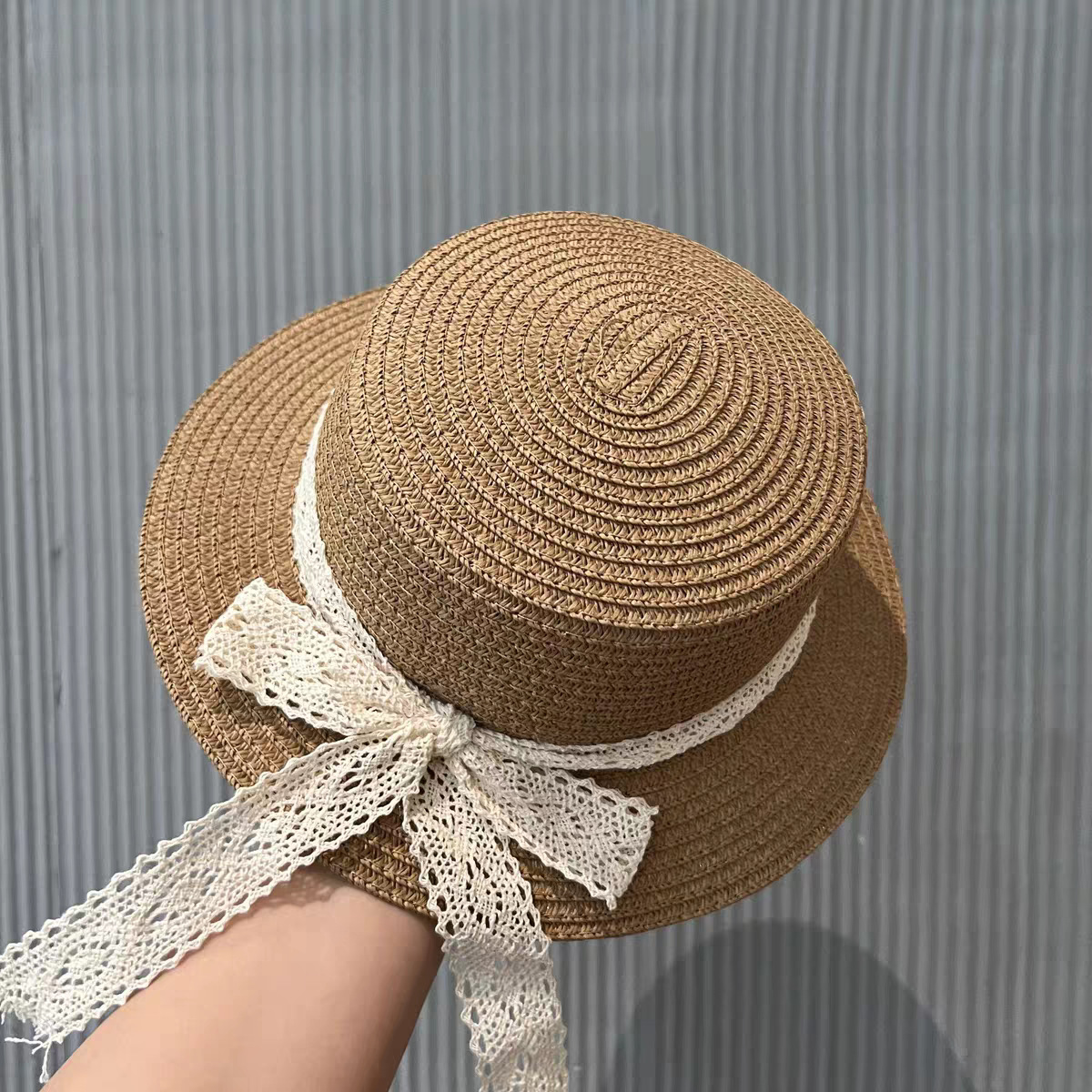 Picture of Children's Sunscreen Hat Summer Girl's Sunshade Straw Hat Bag suit Girl Baby Girl Western-style Lace Princess Beach Hat