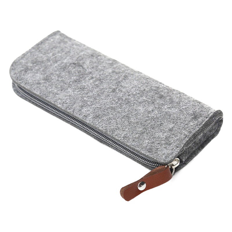 Felt Pencil Bag Engravable LOGO Large Capacity Student Stationery Bag Simple Stationery Box Flat Pencil Bag