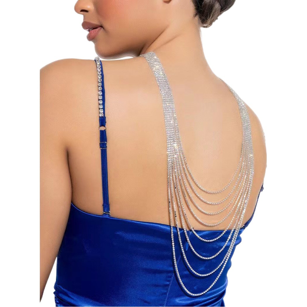 European and American best selling rhinestone multi-layer tassel Back chain sexy fashion neck chain body chain accessories Back chain wholesale
