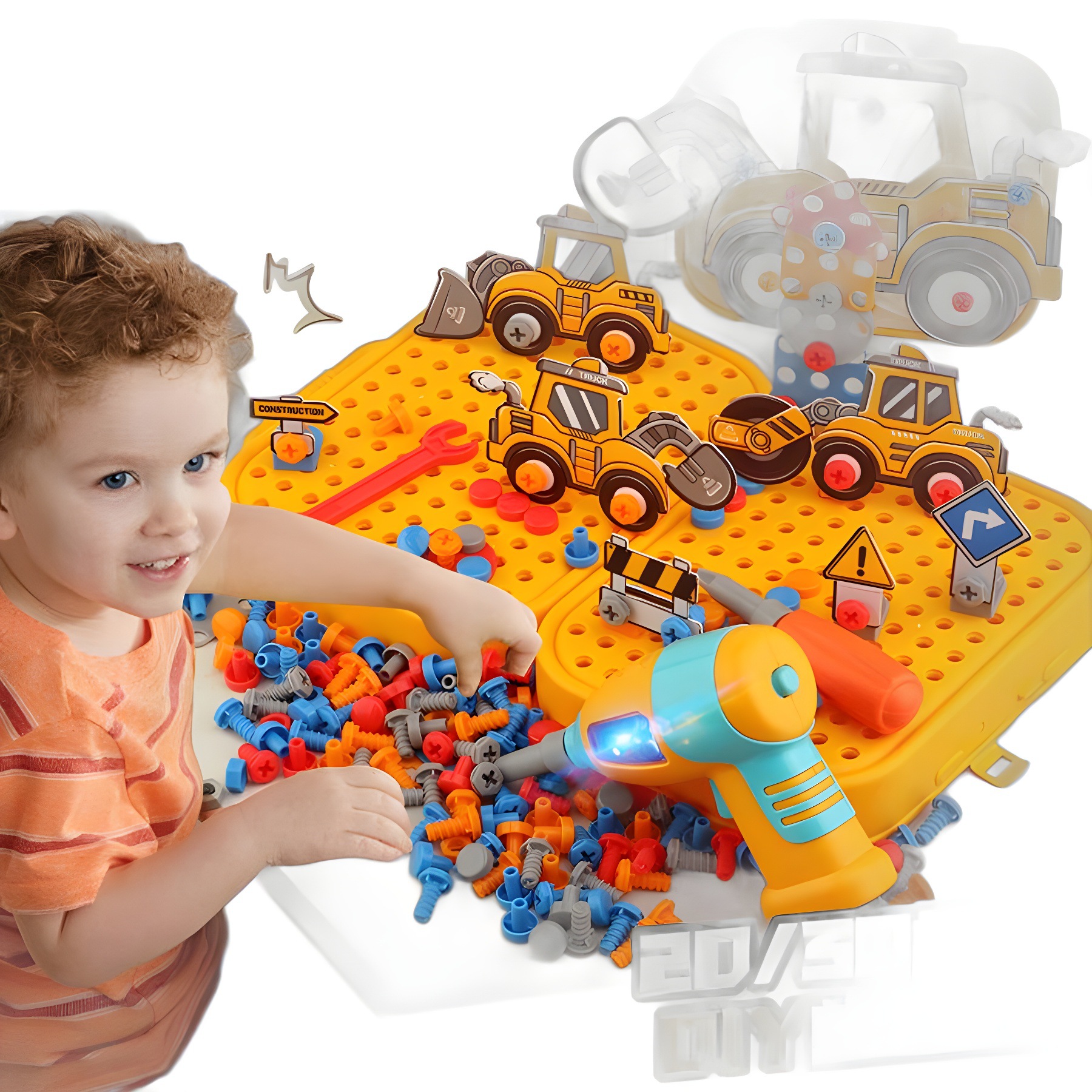 Picture of Electric screwing screw tool box children's toy puzzle detachable disassembly assembly screwdriver electric drill set