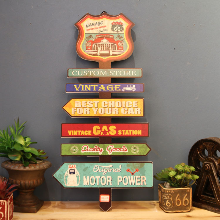 Picture of American Style Retro Old Signs Road Signs Wall Decorations Wall Hanging Bar Internet Cafe Decorations Pendant Wall Decorations Crafts
