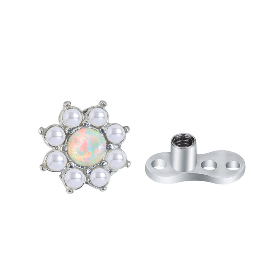 Picture of Stainless Steel 1.6mm Puncture Jewelry Claw Zirconium Buried Bone Nail Puncture Opal Pearl Buried Nail Base Implant Nail
