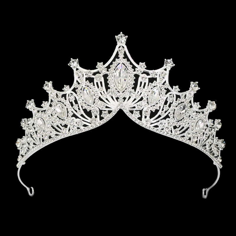 Picture of Cross-Border Bridal Crown Handmade Jewelry Rhinestone Tiara European and American Crown Children's Hair Accessories Adult Birthday Baking Dress