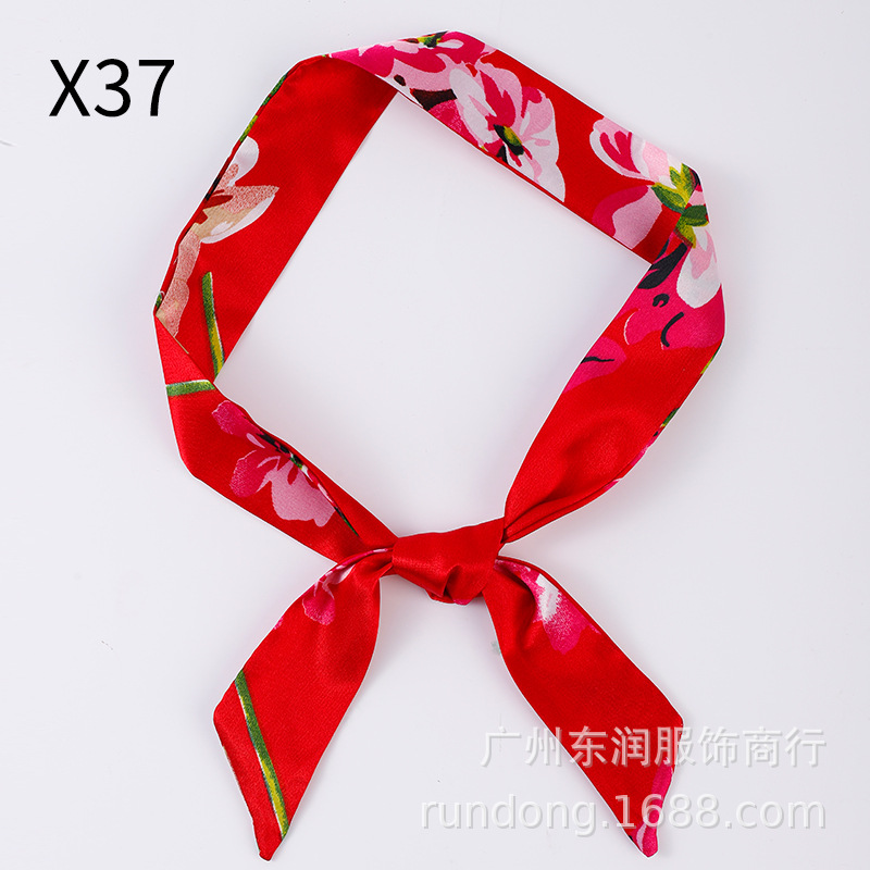 Picture of Silk Scarf Wholesale Long Beveled Small Silk Scarf Double-layer All-match Hair Belt Ribbon Decoration Tie Bag Hand Gift Box Silk Scarf
