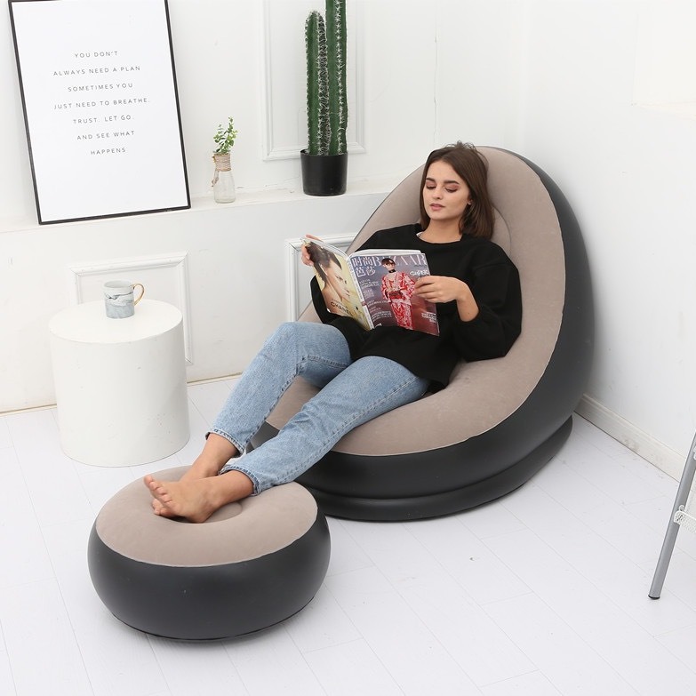 Cross-border Amazon explosions inflatable lazy flocking sofa with pedals