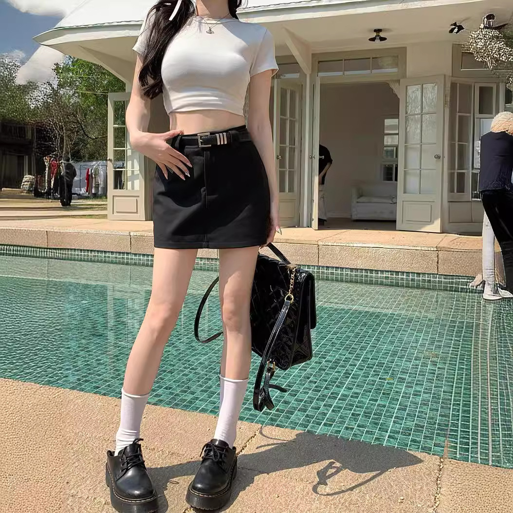 A- line skirt overskirt slimming skirt high waist skirt hip skirt women's sexy 2023 new summer suit