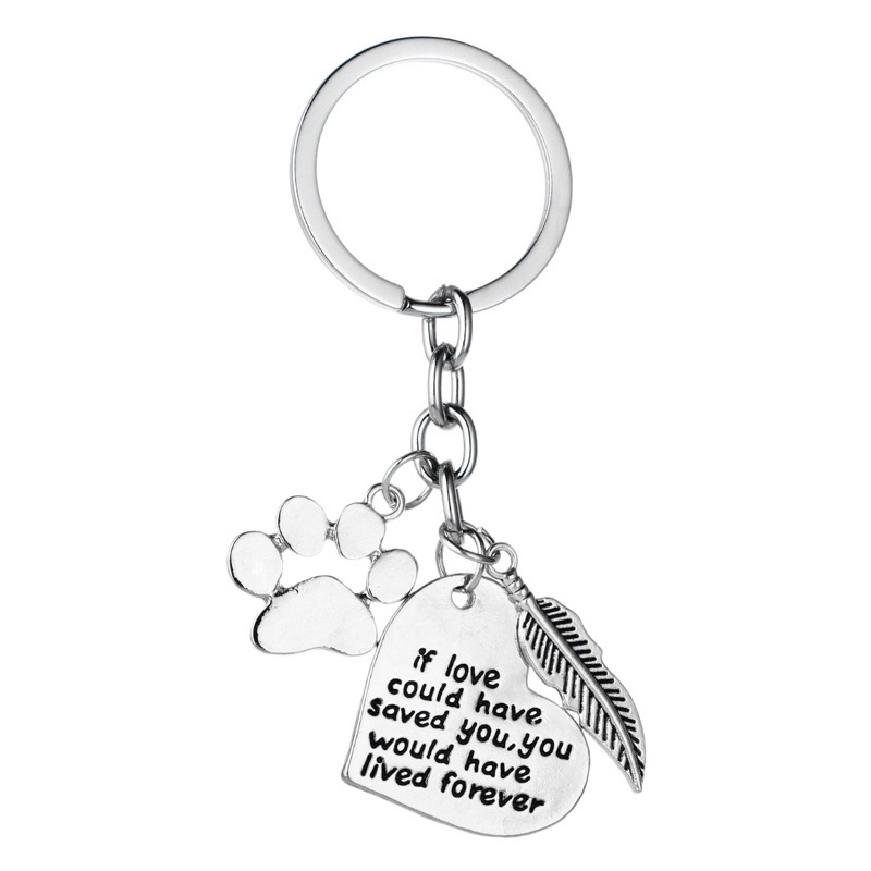 Foreign trade Hot Dog Claw if love could have save heart-shaped pet key chain key ring