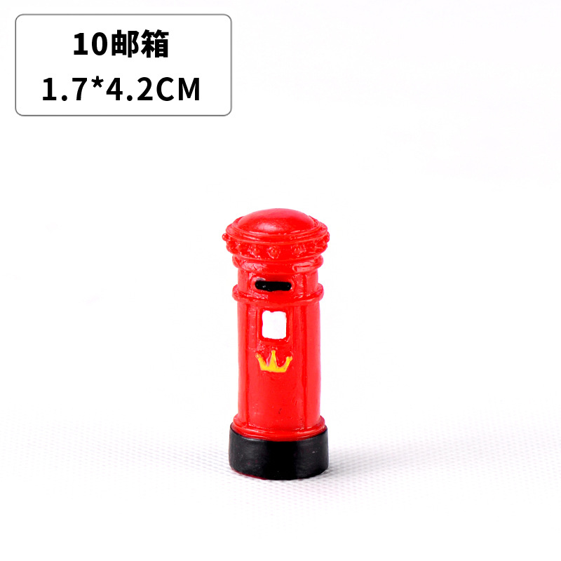 Picture of Indicating street sign street lamp mailbox fire hydrant trash can flower bed road cone Street View crafts resin gift ornaments