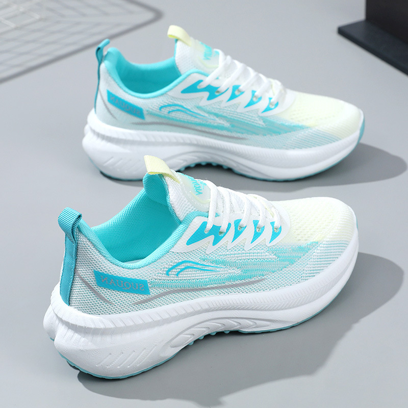 Women's Shoes Spring New Thick Sole Fashionable Breathable Lightweight Foreign Trade Wholesale Outdoor Casual Trendy Woven Sports Shoes for Women