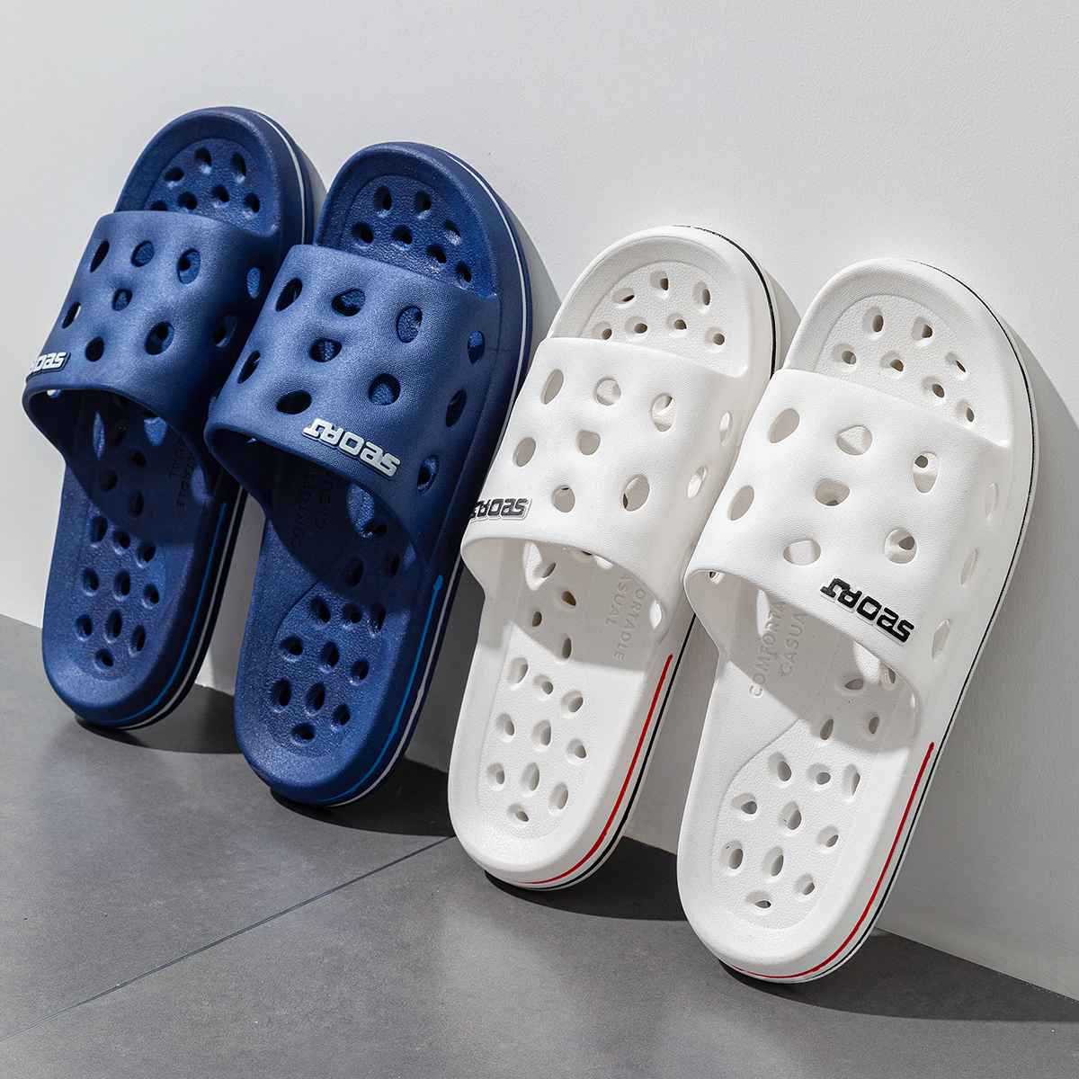 Lidani Bath Slippers Non-Slip Water Leakage Men's Indoor Home Bathroom PVC Sandals for Women