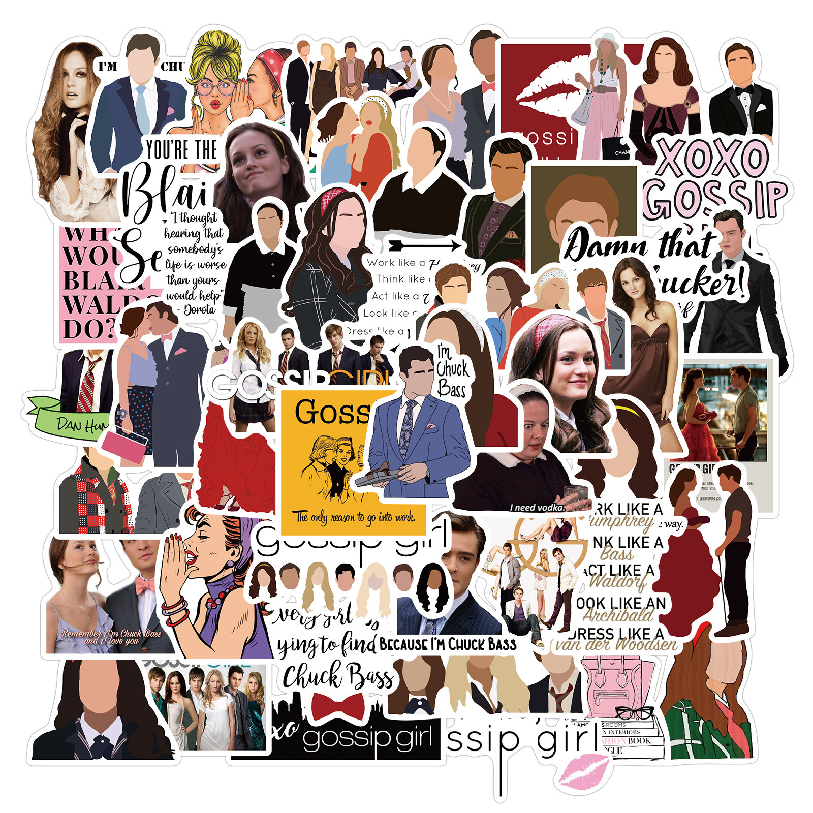 50 pieces of American TV gossip girl graffiti stickers personalized decorative suitcase skateboard waterproof PVC removable stickers