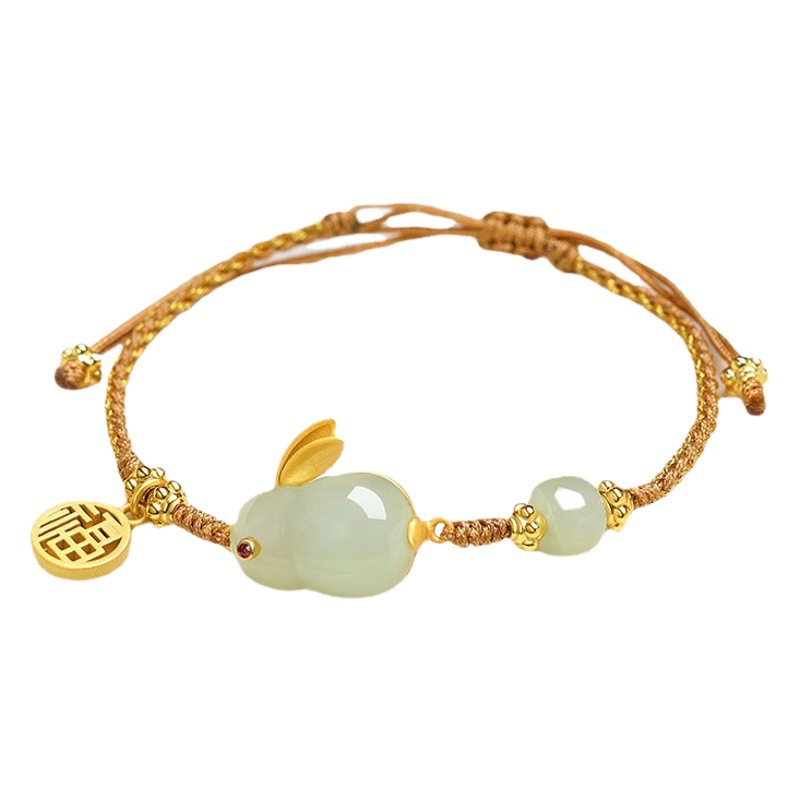 Hetian jade bracelet female Jade Rabbit niche lucky bracelet birthday gift for girlfriend girlfriend one piece wholesale Cheap