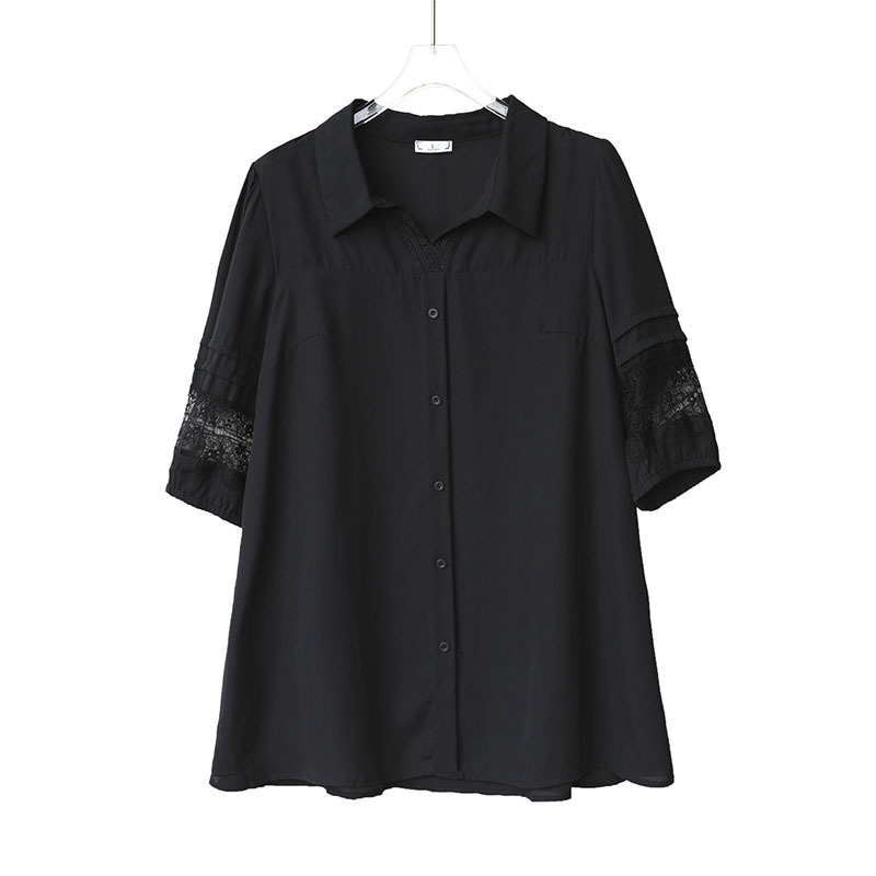 Picture of Real Shot plus size Women's L-5XL Lace Shirt/Chiffon Shirt Fashionable Slimming chubby girl Stylish Elegant Top