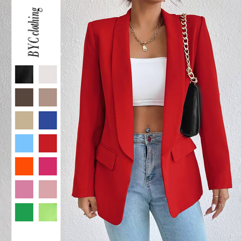 2024 red new small suit commuter spring and autumn jacket women's Joker wholesale fashion personality supply enough