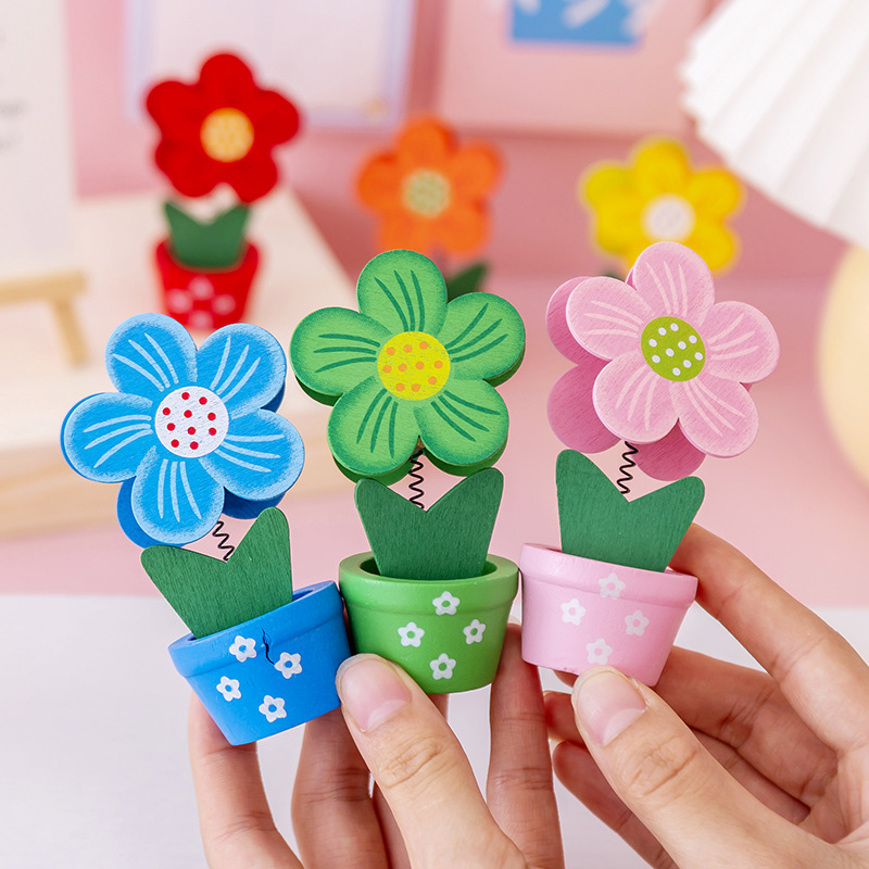 Cartoon Wooden Flower Business Card Holder Note Holder Message Note Holder Photo Holder Wooden Crafts Wholesale Supply
