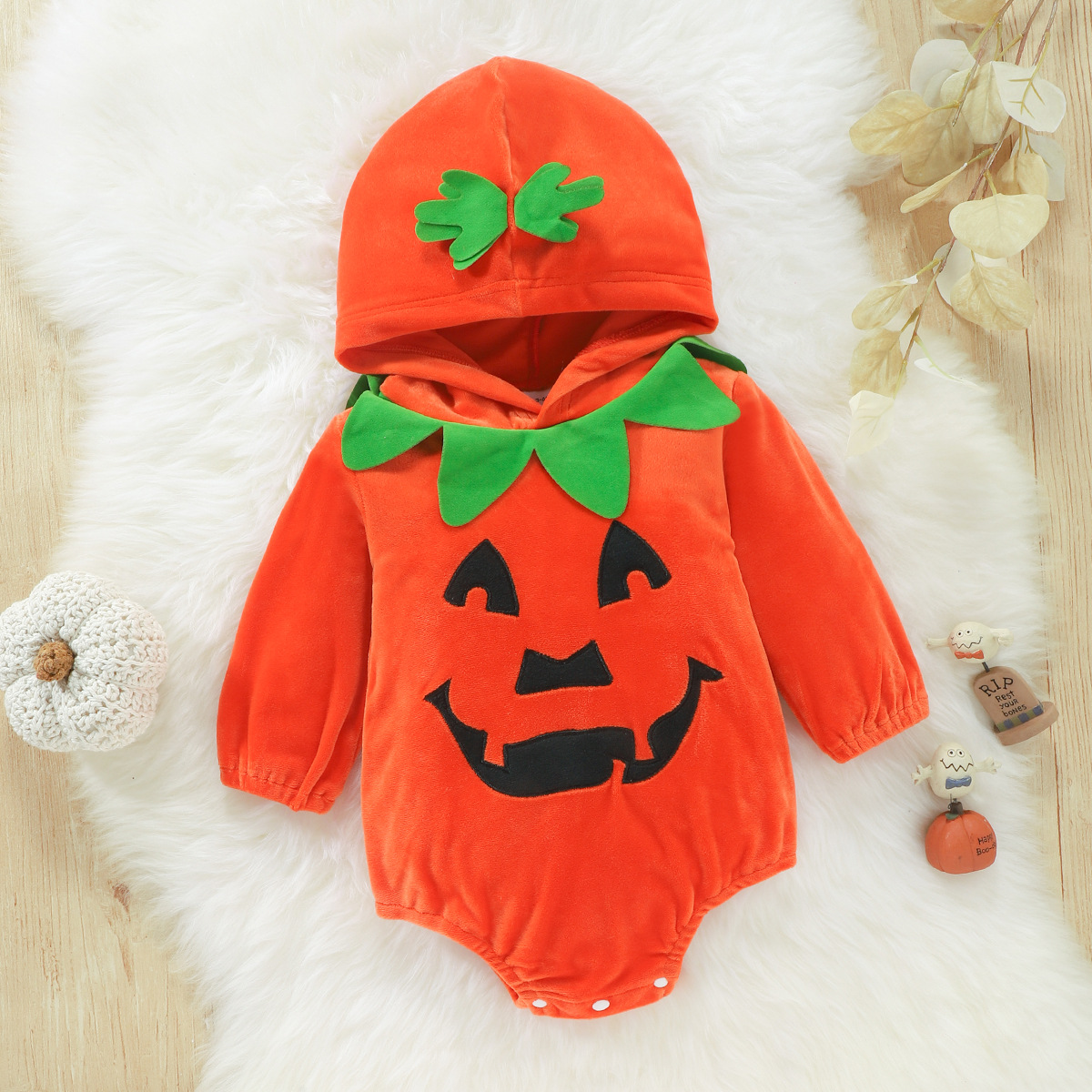 Picture of Baby romper European and American cross-border Halloween pumpkin clothing long sleeve one-piece romper baby bag fart romper festival New
