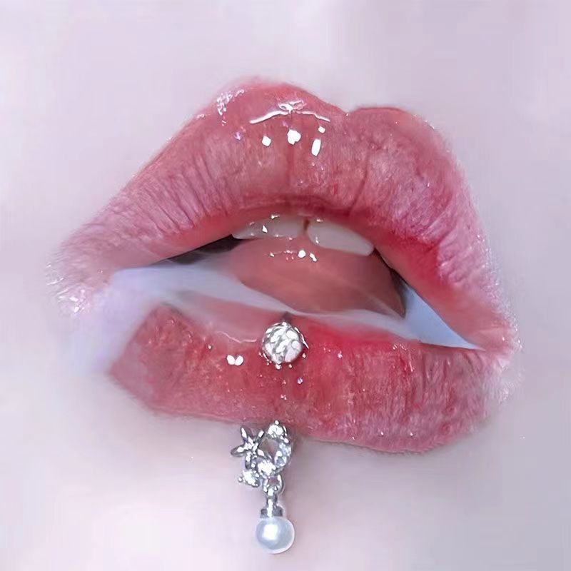 Picture of Cross-Border Flashing Love Mud Ball Lip Ring Wholesale Oil Dripping Fine Glitter Niche Sweet Hot Girl Lip Nail Piercing Jewelry