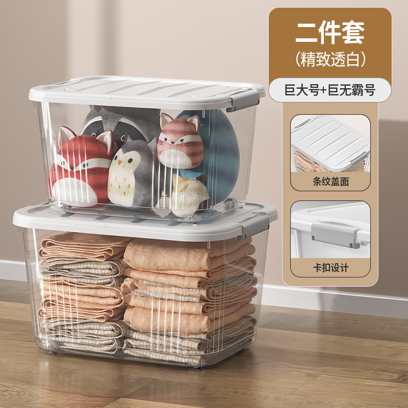 Picture of Transparent Storage Box Plastic Box with Lid Satchel Storage Box Large and Small Clothing Storage Box Organizer Box with Lid