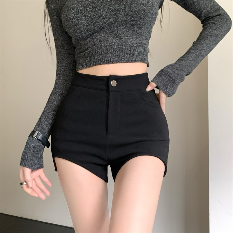 Black Spice Girls Stretch Casual Shorts Women's Summer Tight-fit Small Slim-fit High Waist Slim-fit Ultra-short Straight Pants