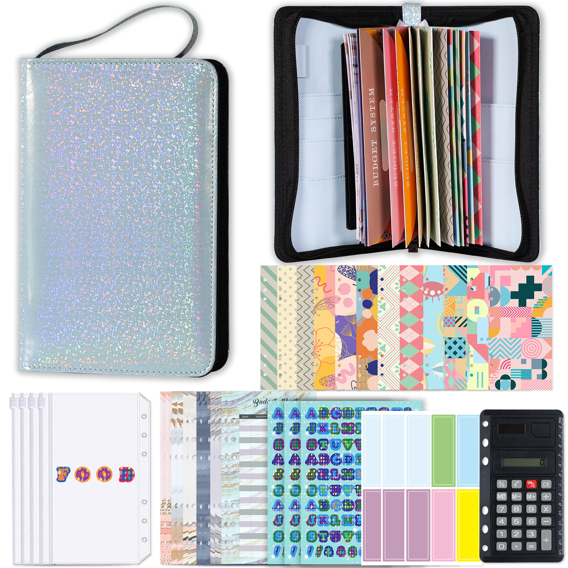 Cross-Border Supply of Large-Capacity Budget Envelopes, Fashionable Multi-Functional Pu Zipper Satchel Zipper Bags, Cash Budget Wallets