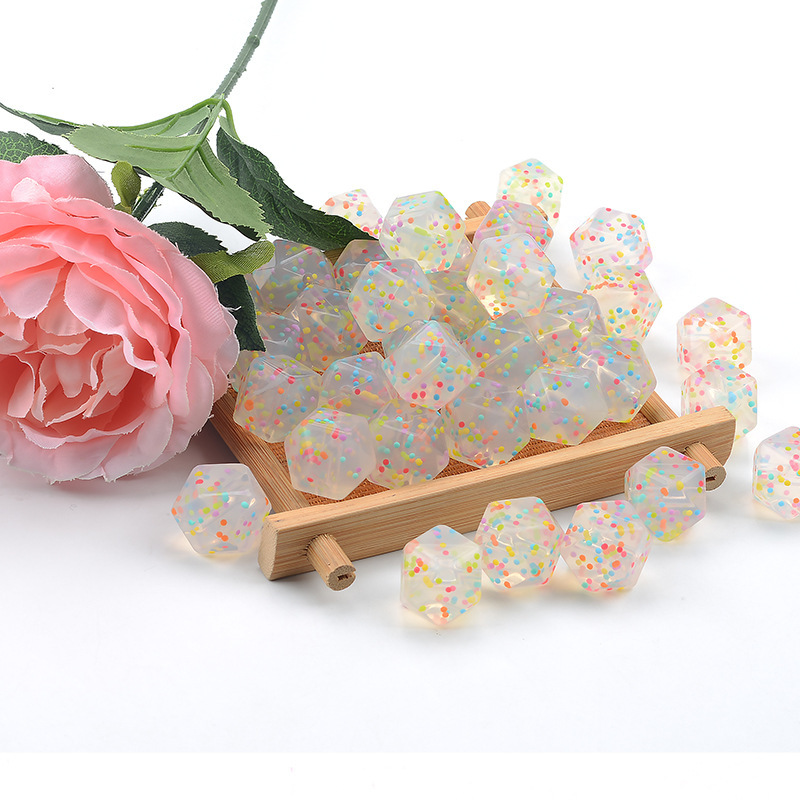 Picture of Transparent Colorful Dot Silicone Beads Jewelry Accessories DIY Handmade Decorative Beads Loose Beads Beading Material Mixed Batch
