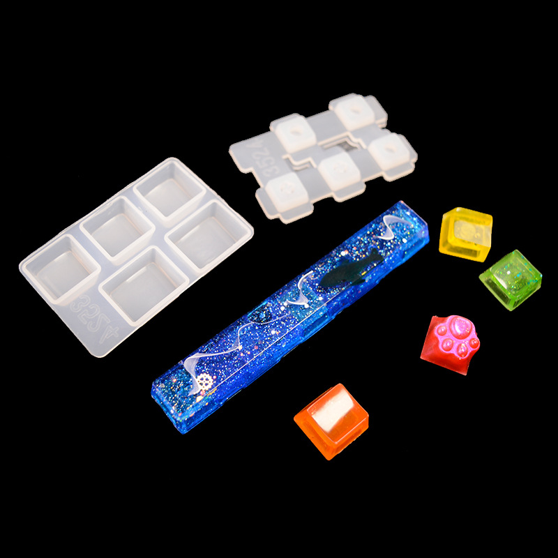 Picture of diy drop key cap mold diy personality mechanical keyboard silicone mold transparent cute cat claw key cap mold