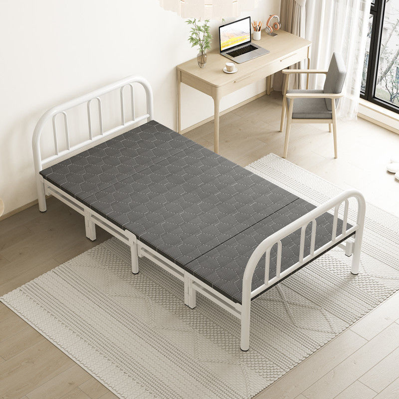 Picture of Home folding bed, double bed, rental house, simple bed, office lunch break bed, dormitory hard board bed, wrought iron bed