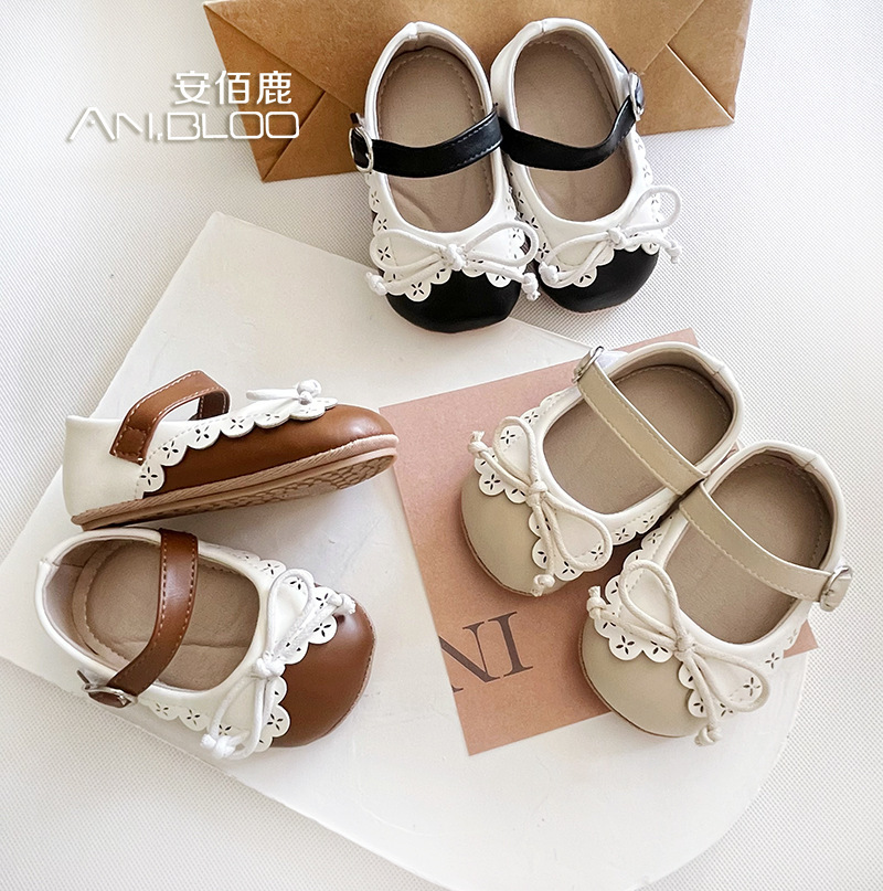 Cross-Border Wholesale Baby Toddler Shoes Soft Sole Baby Girl Pu Shoes Non-Falling Soft Princess Shoes Bow Non-Slip Soft Sole
