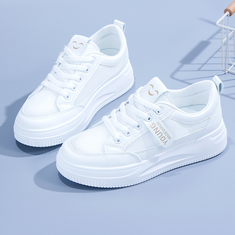Picture of White Shoes Women's 2025 Summer New Breathable Mesh Thin Women's Shoes All-match Student Flat Sports Casual Mesh Shoes
