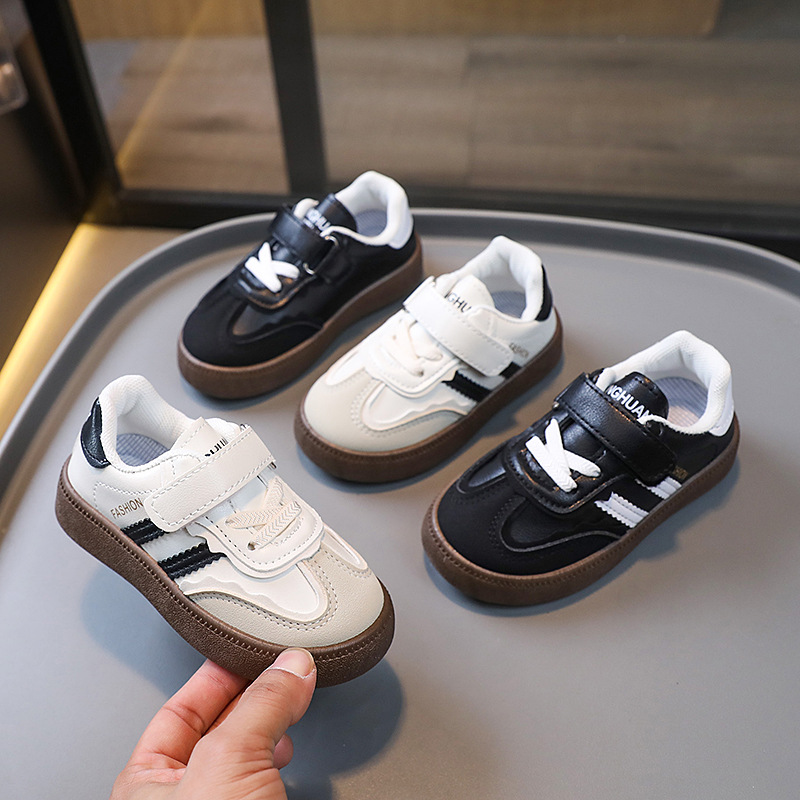 Children's Moral Training Shoes 2025 Spring and Autumn Boys' Sports Shoes Solid Sole Velcro Sneakers Baby Girl Soft Sole Forrest Gump Shoes