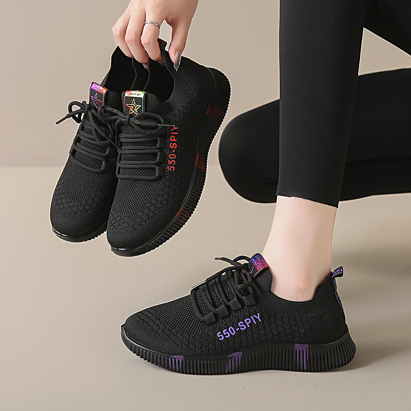 Middle-Aged and Elderly Mother's Shoes New Casual Ultra-Light Women's Shoes Work Shoes Fly Woven Mesh Spring and Summer Breathable Sports Shoes