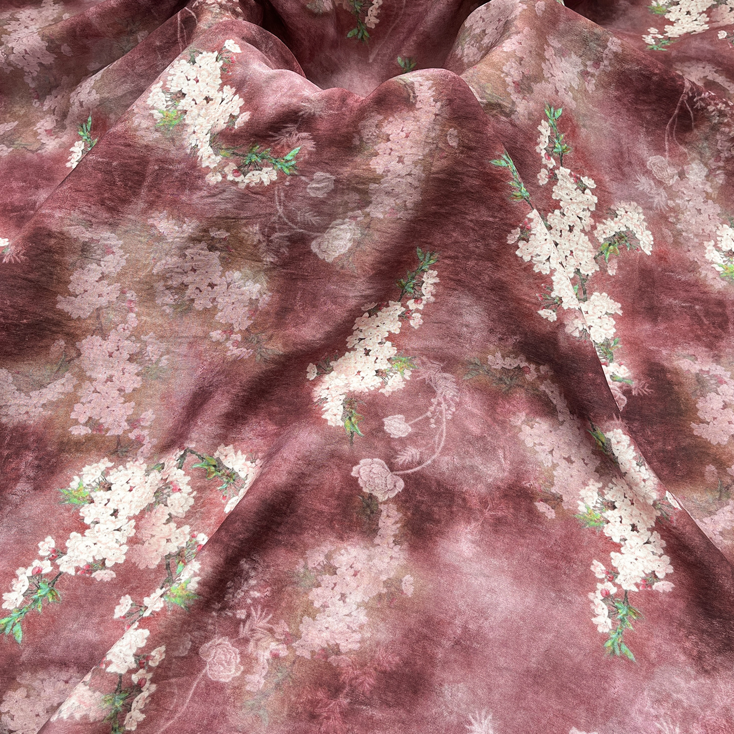 New Chinese Style Digital Printed Fabric Brocade Cotton Fabric Peach Blossom Cheongsam Dress Top Han Dynasty Fabric