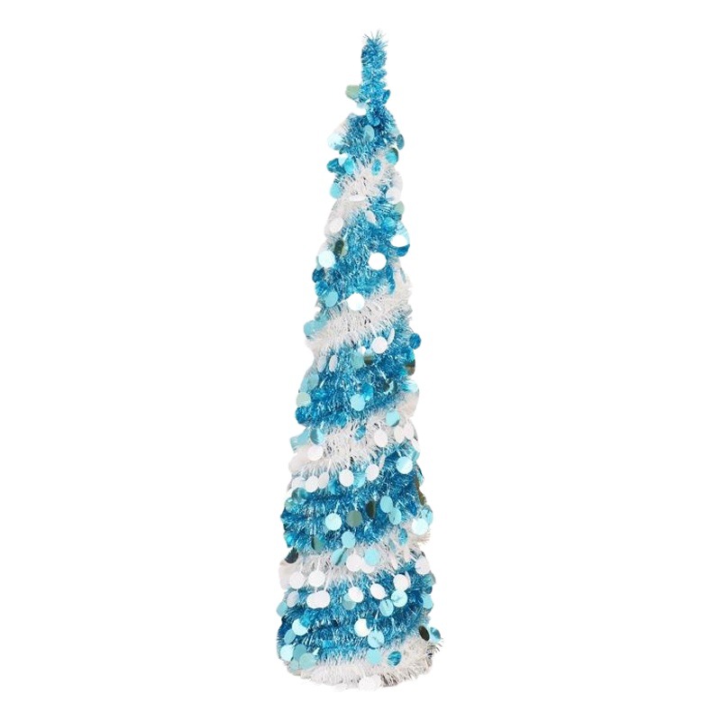Amazon cross-border family Christmas decorations folding telescopic two-color wool tree decoration ornaments