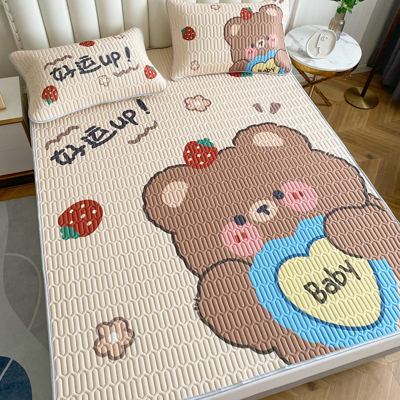 Picture of 2023 new large version of digital printing latex mat three-piece summer bedding air-conditioning mat washable
