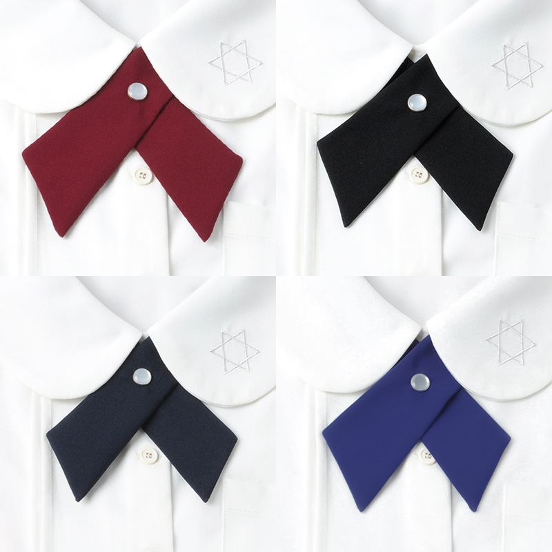 Picture of JK Solid Color Cross Bow Tie Female Student School Uniform College Style wine red Collar Shirt Bow