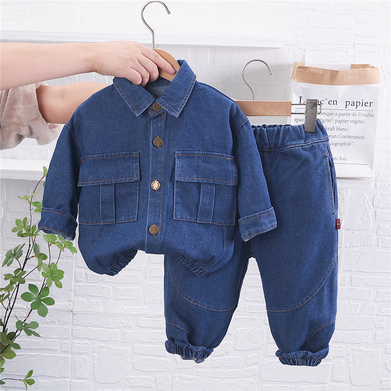 New Casual Fashion Cowboy Two-piece Baby Suit Cross-border Trendy Children's Wear Autumn Wear for Boys and Girls