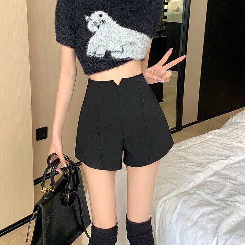 Black Sexy High Waist Shorts Women's Spring and Summer 2024 New Style Slimming Sexy High-end Hot Pants Trendy