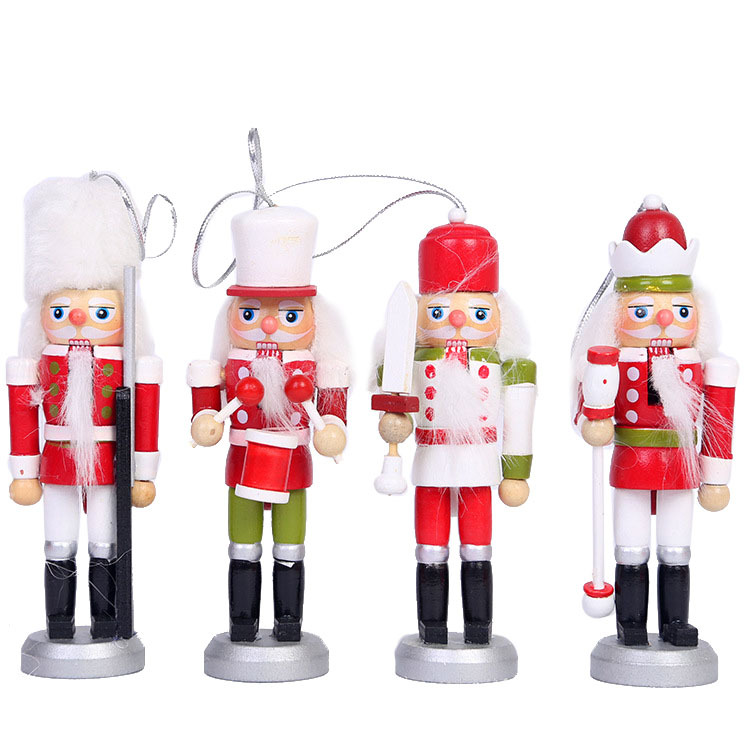 Picture of Cross-border Christmas Gift 12.5cm Wooden Nutcracker Soldier Small Tin Soldier Set Four Holiday Decorative Desktop Ornaments