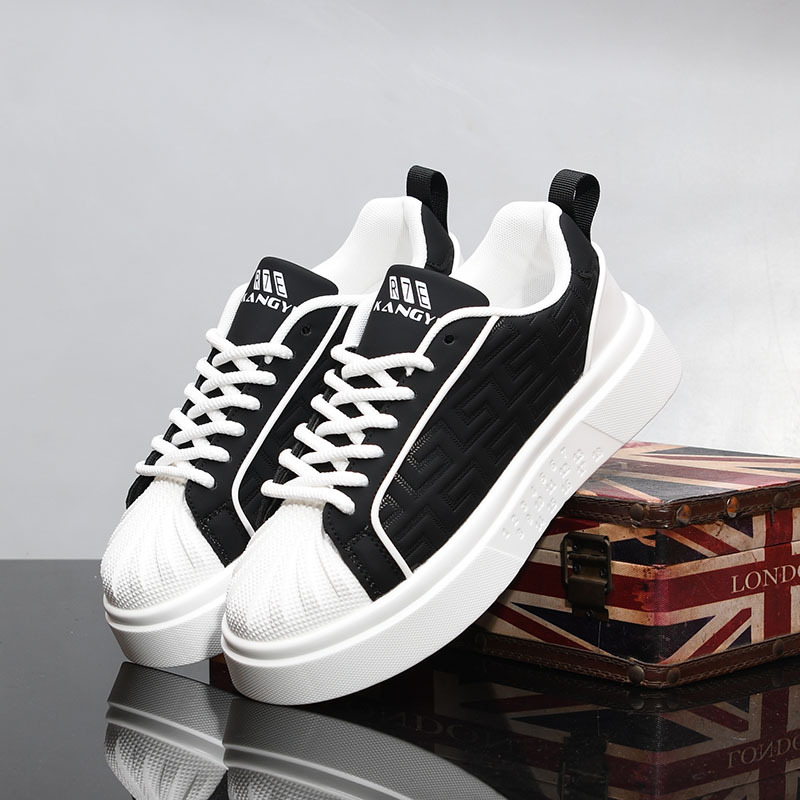 McQueen White Shoes Men's Genuine Leather Platform Shoes Autumn New Elevated Ins Torre Shoes Trendy Men's Bread Shoes KY523