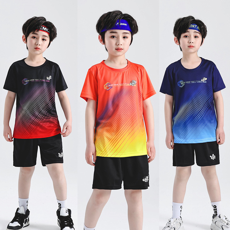 Children's Table Tennis Clothing Quick-drying Sportswear Short-sleeved Table Tennis Clothing for Boys and Girls Tennis Clothing for Students Team 22043